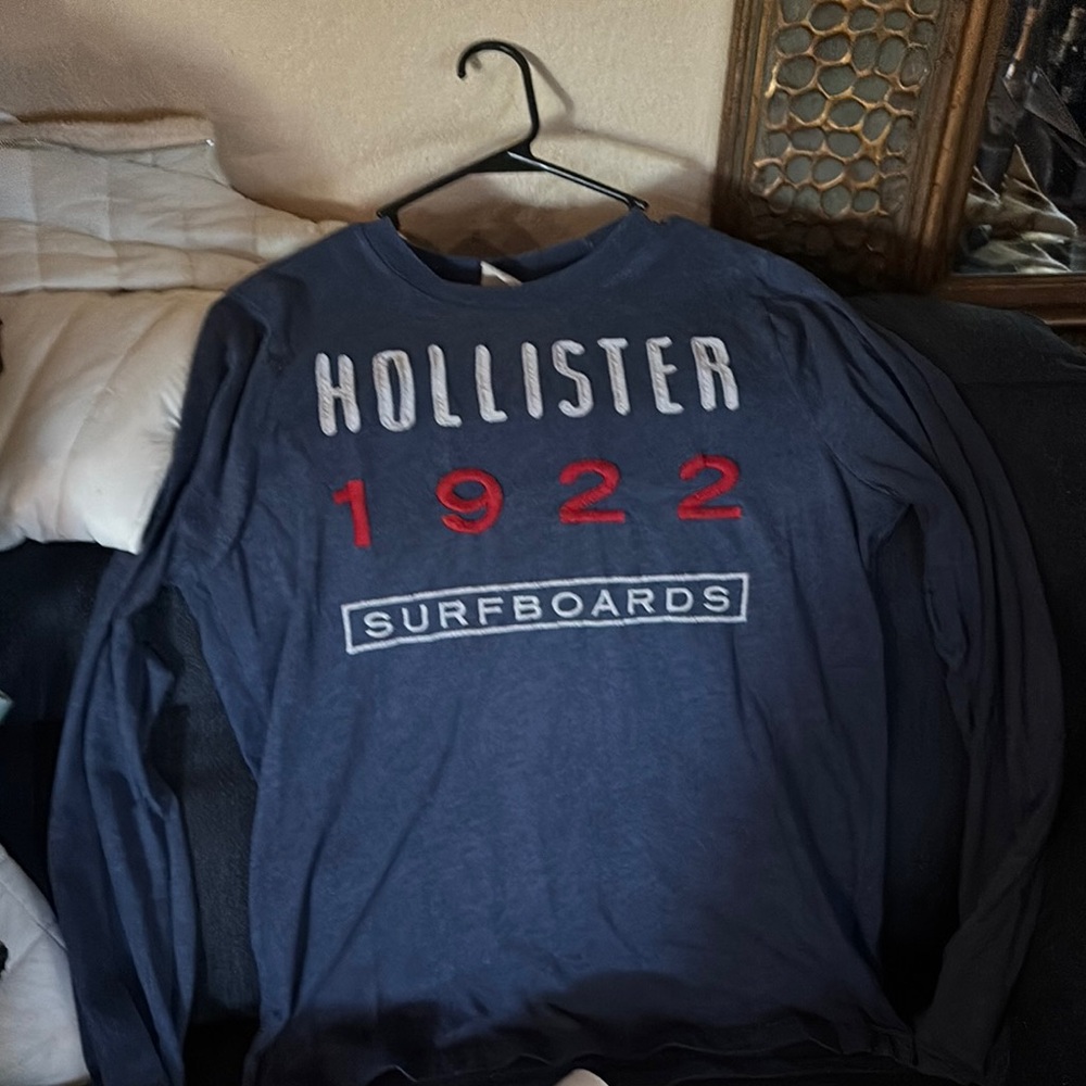 Hollister Blue and Red Long Sleeve Tee